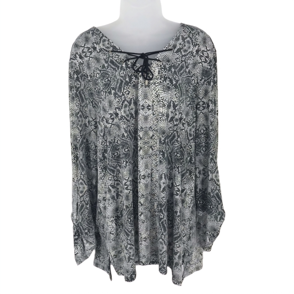 Larry Levine Lace‎ Up Neckline Tunic Top Size xxl
